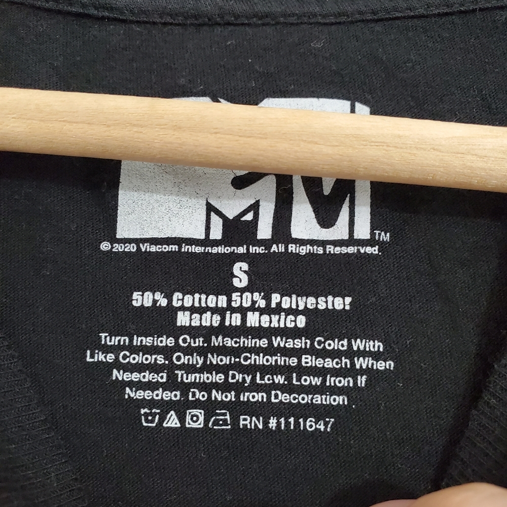 MTV Black Tee with Red Logo and Multicolor Floral Embroidery - Picture 3 of 3